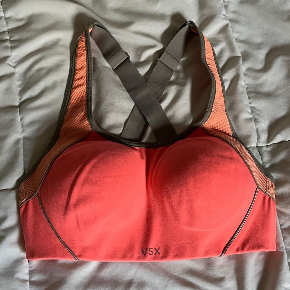 Vintage Y2K Neon Orange VSX Sports Bra from Victoria's Secret